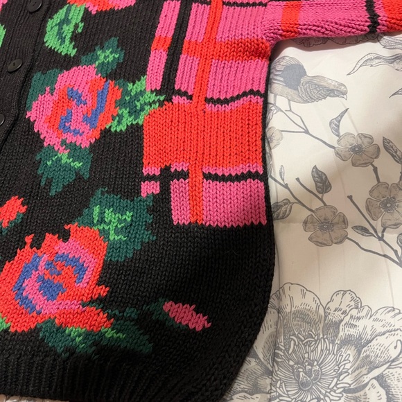 Vintage 80’s Hand Knit Gallagher Pink Floral Size L - Picture 9 of 9